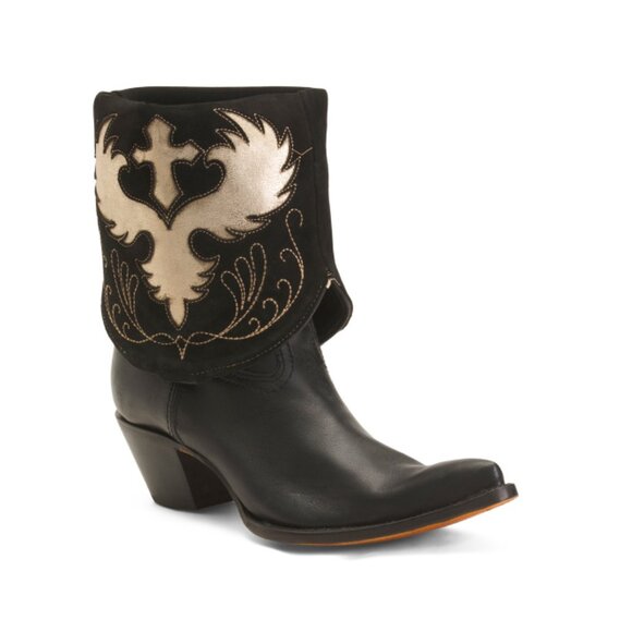 CORRAL BOOTS BLACK/SILVER Leather Convertible Pointy Toe Boots